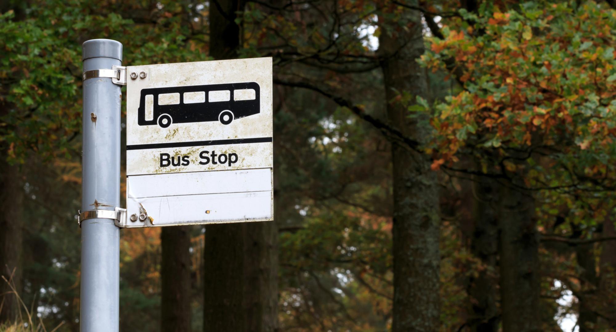 Bus stop sign in the UK