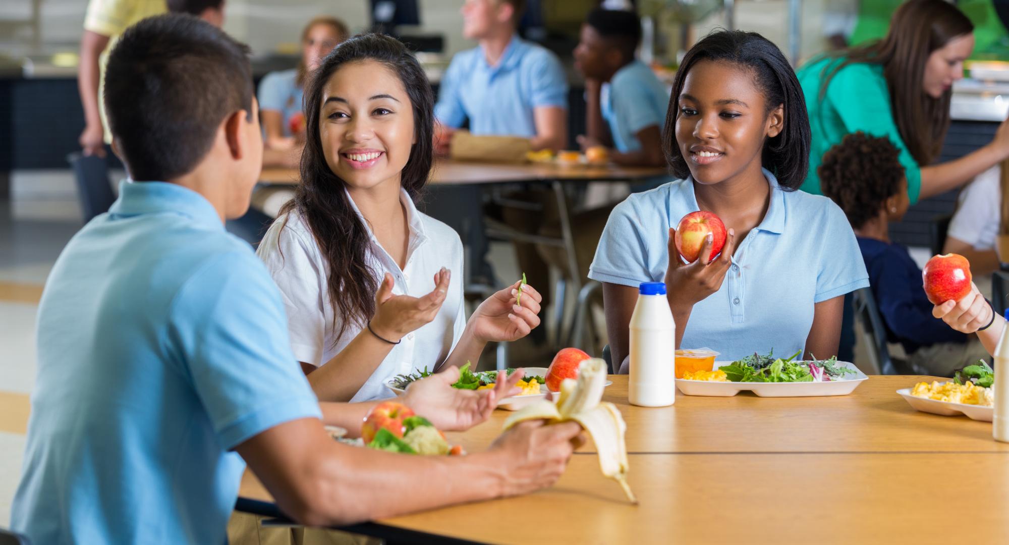 Children eating a school meal