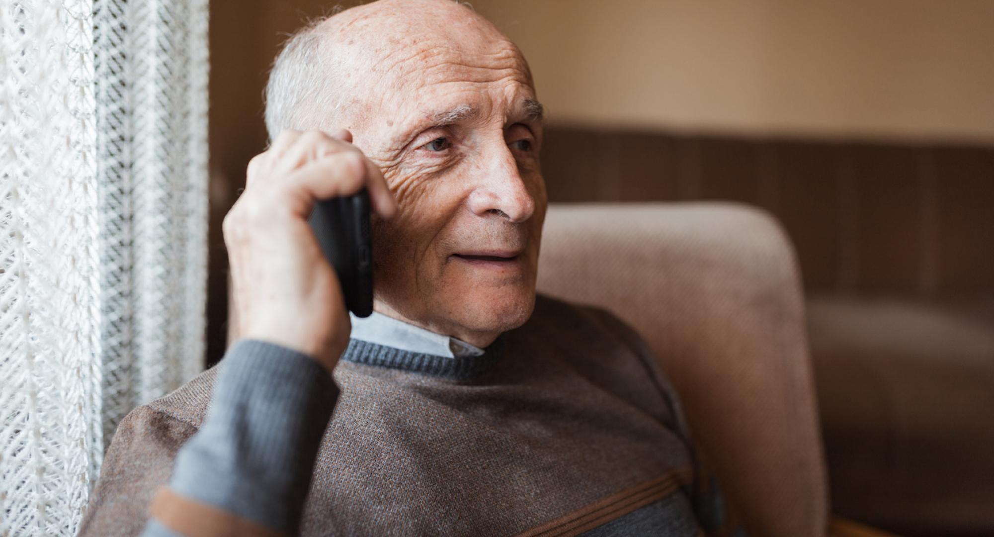 Elderly man on the phone