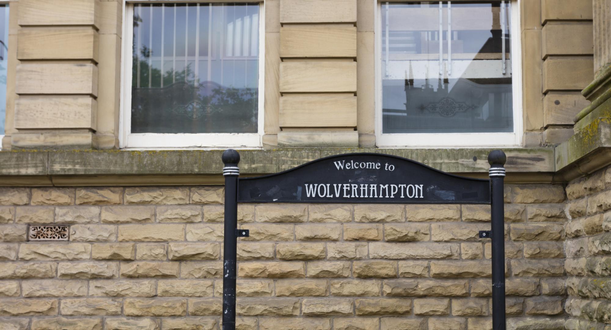 Sign welcoming people to Wolverhampton
