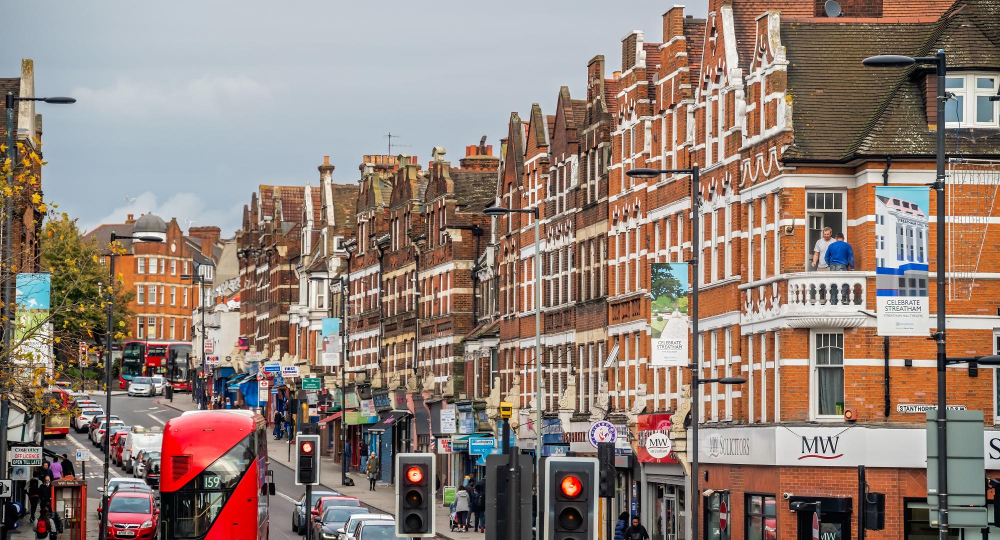 Busy street in South West London