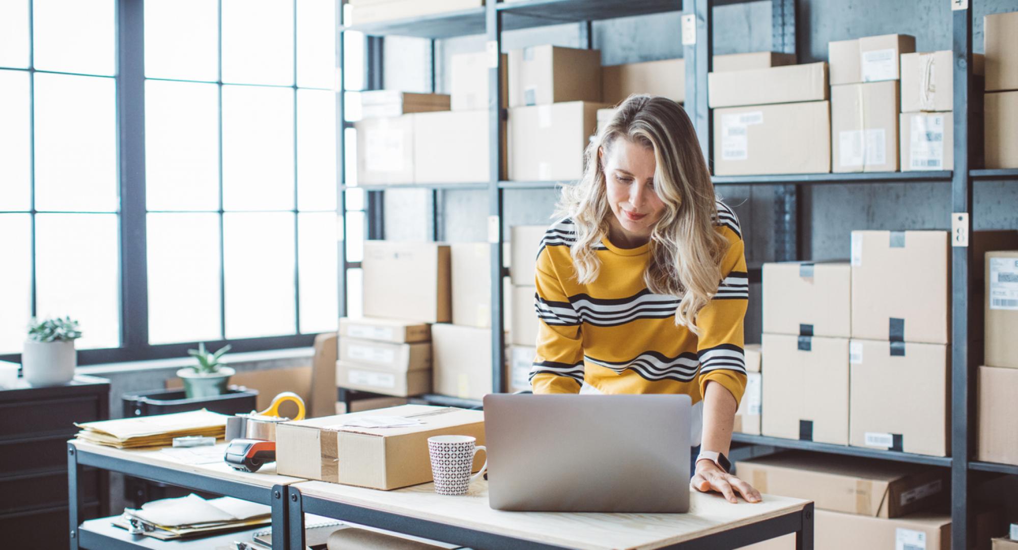 woman running online store