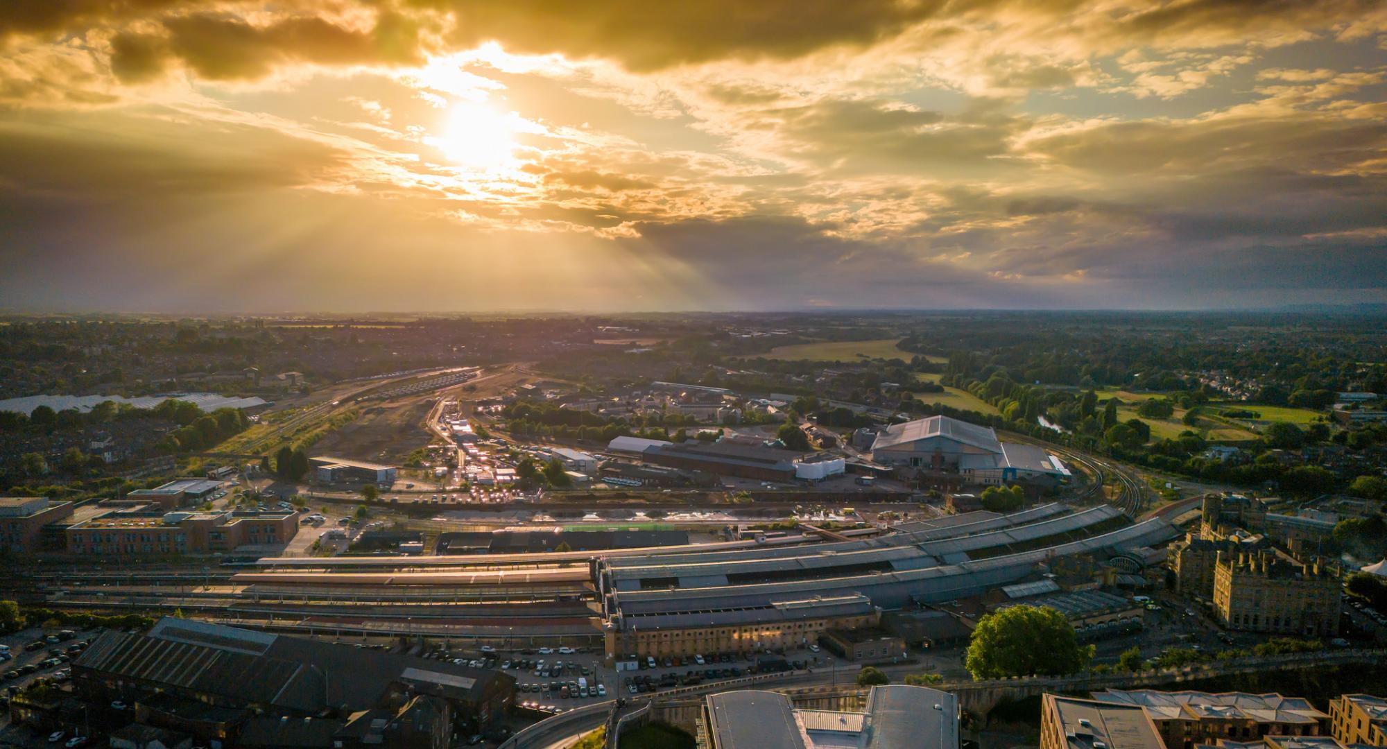 Sunset over York Train Station