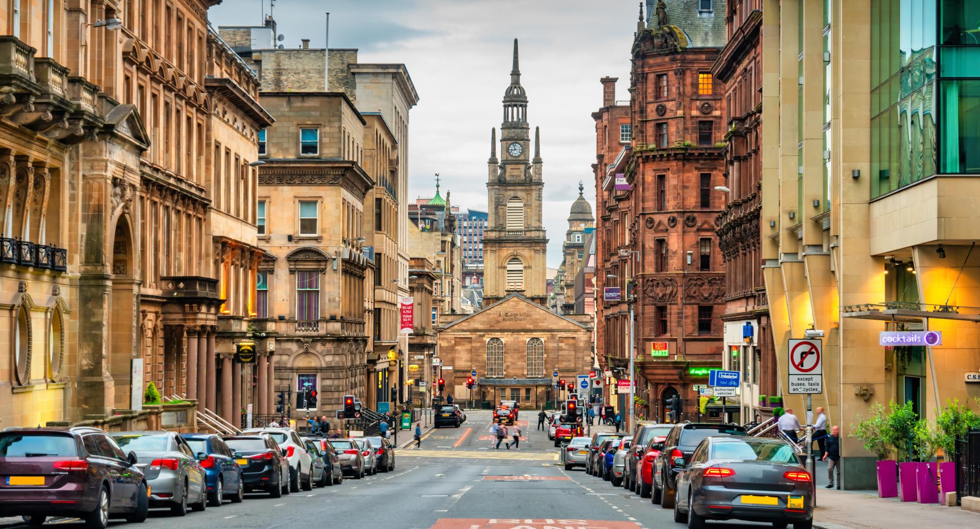 downtown Glasgow, Scotland.