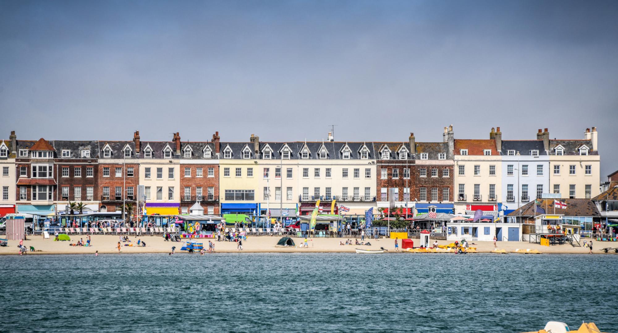 Crowded Weymouth Beach During Summer Days, UK