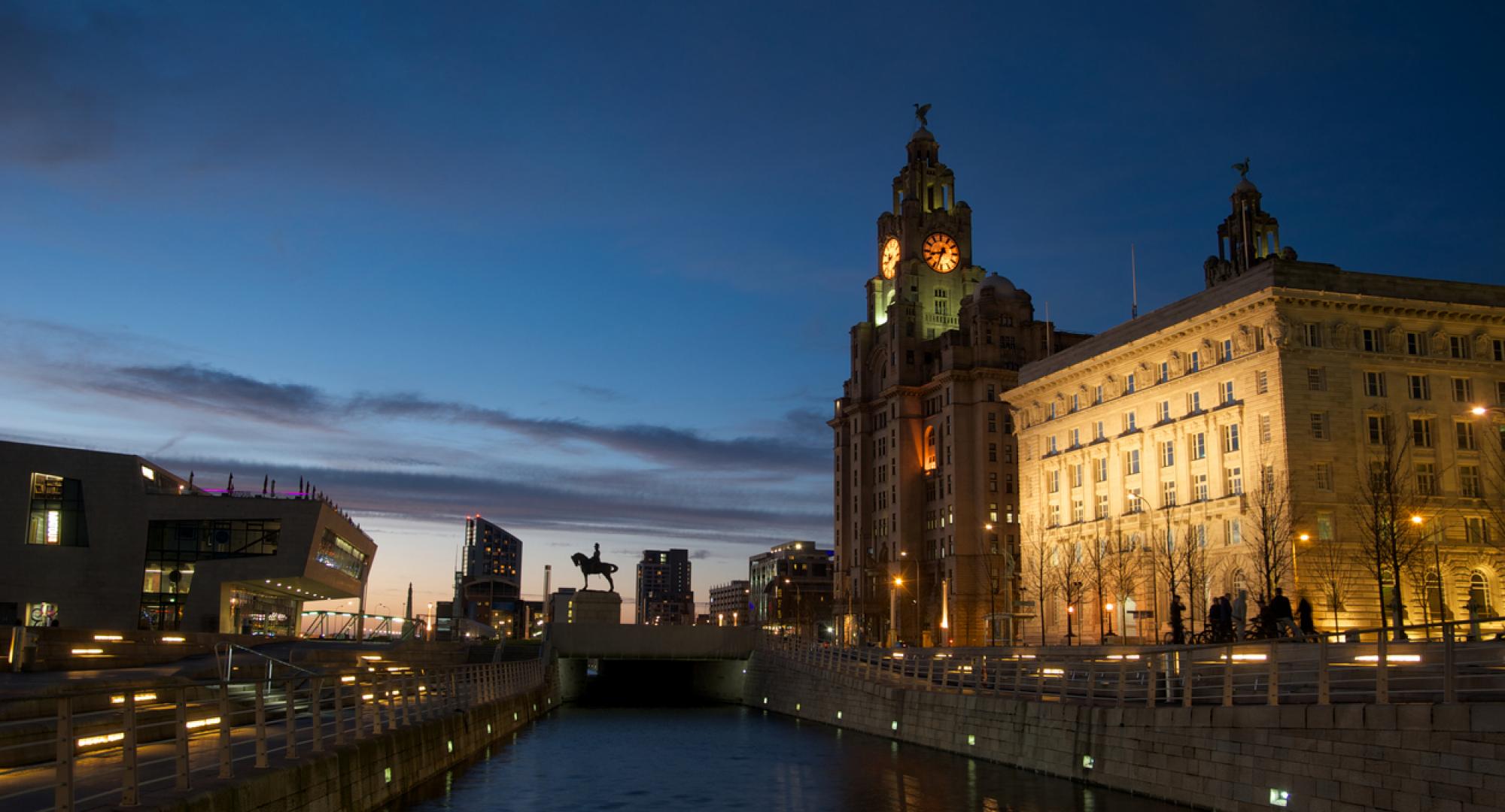 Liver building at night