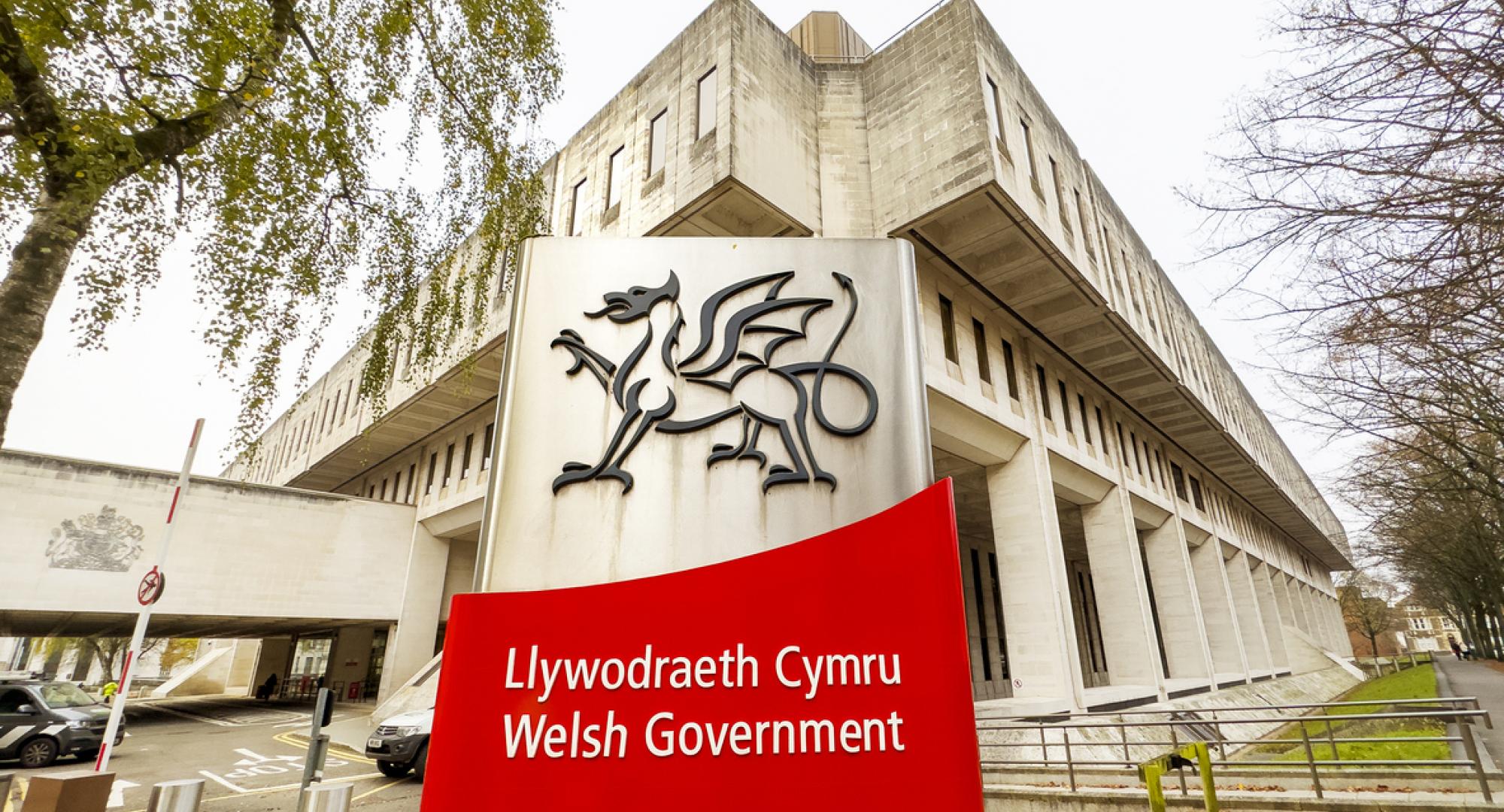 Sign outside the offices of the Welsh Government