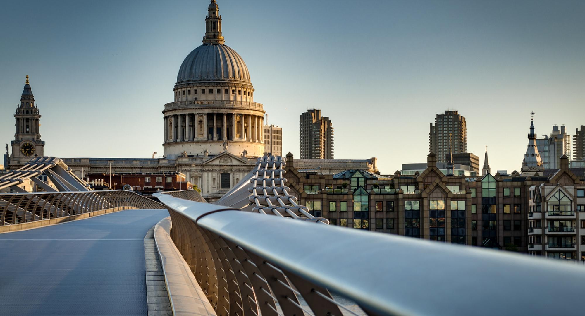 St. Pauls cathedral dome from across the river Thames