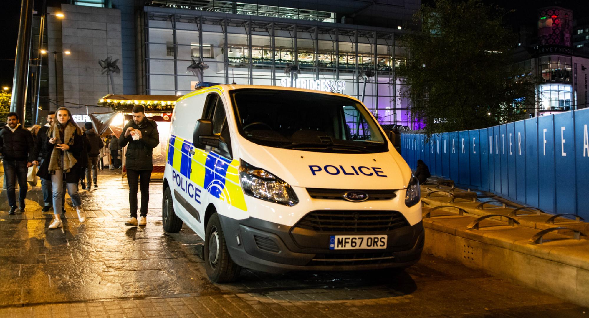 UK Police van parked in Manchester