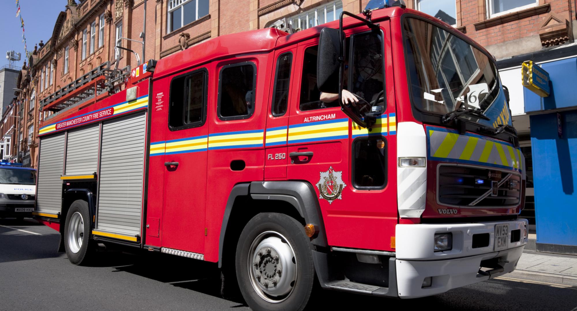 Fire engine in Altrincham town centre