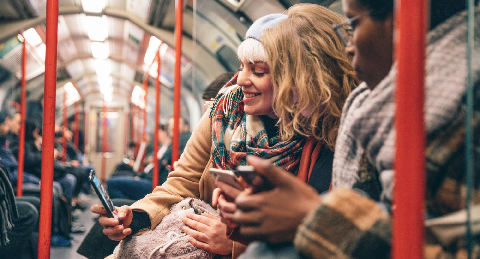 Friends on the London underground