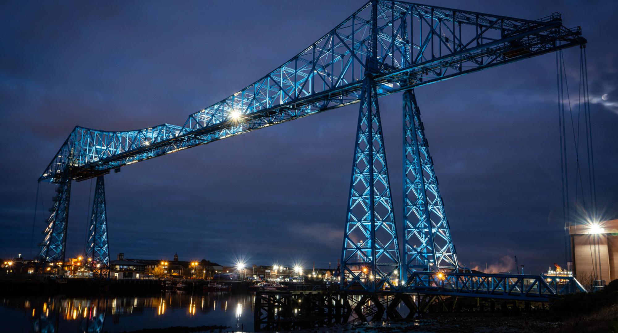 The famous Transporter Bridge on the River Tees Middlesbrough