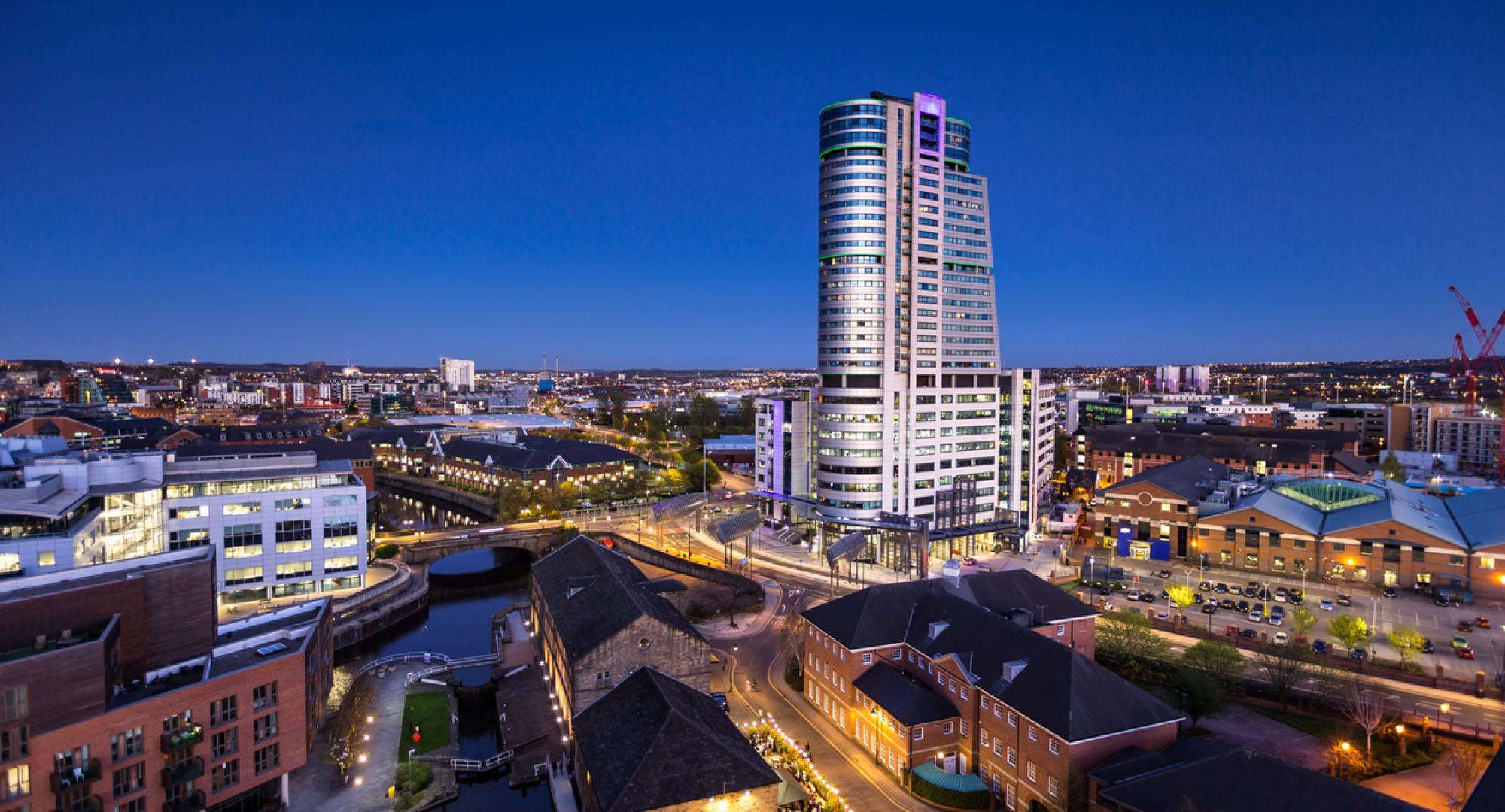 Bridgewater Place and the junction of the River Aire and the Leeds Liverpool Canal