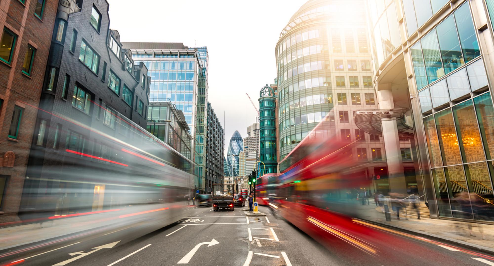 London City with traffic