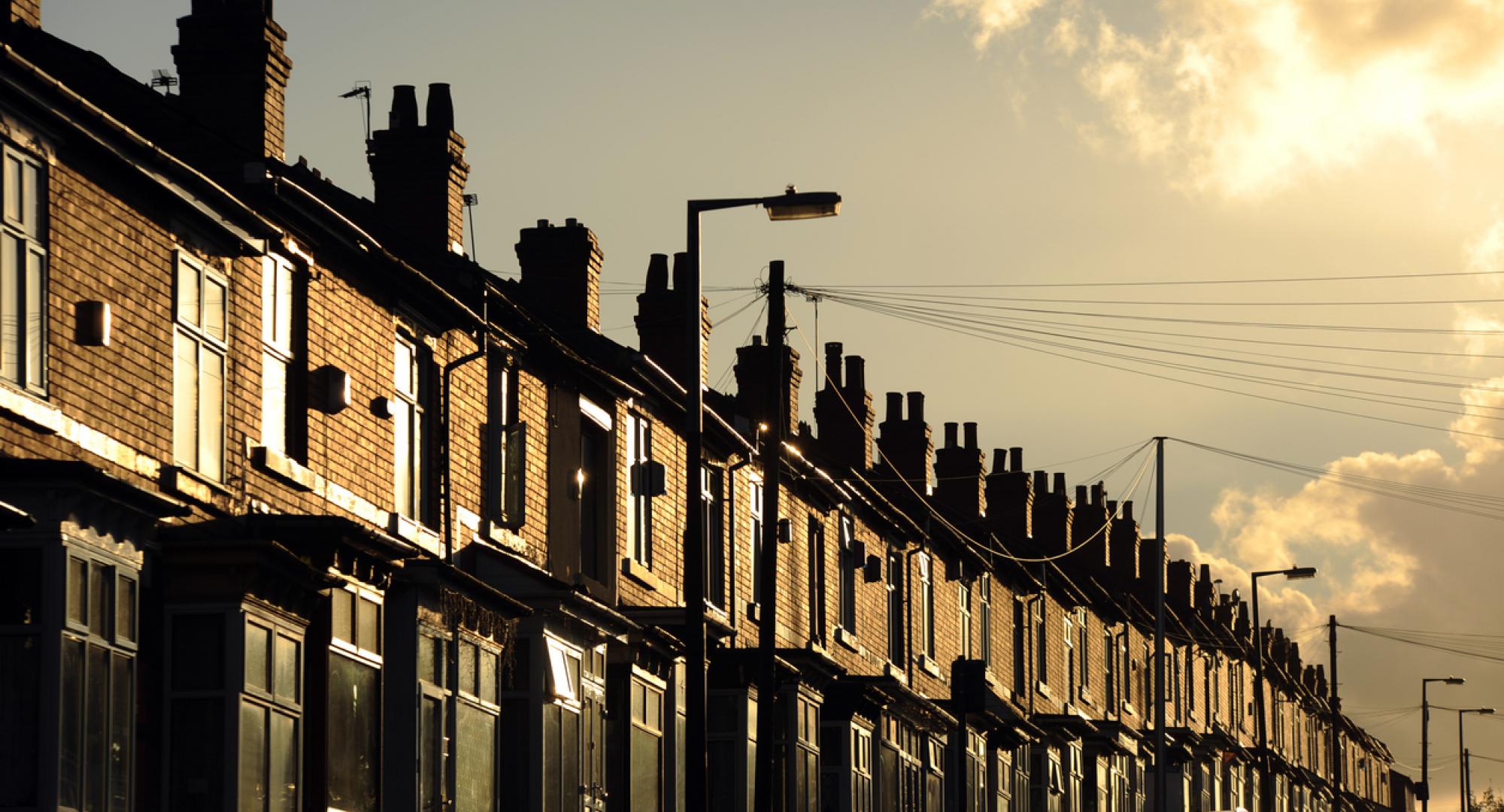 Row of Terraced Housing, Smethwick, Birmingham, Uk