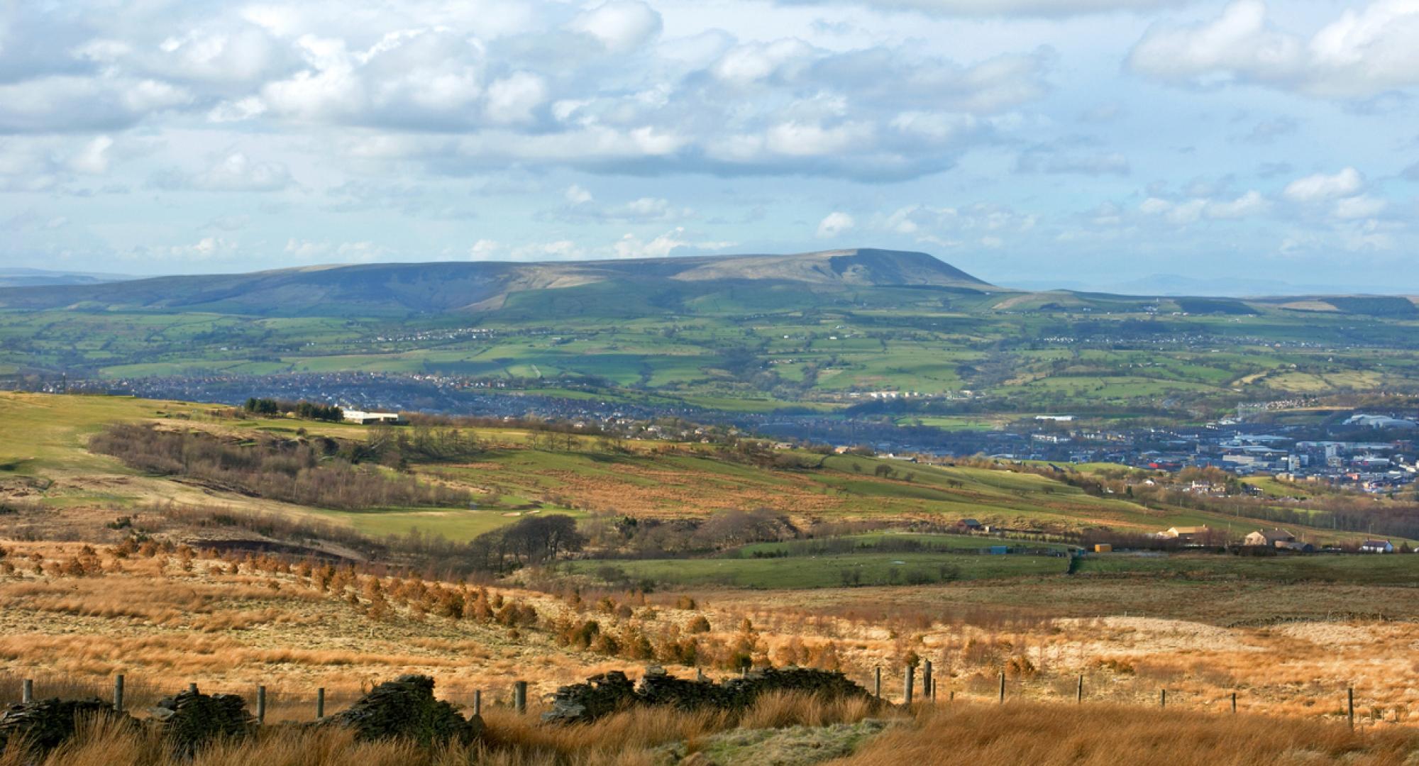 View of Burnley, Lancashire from the hills above