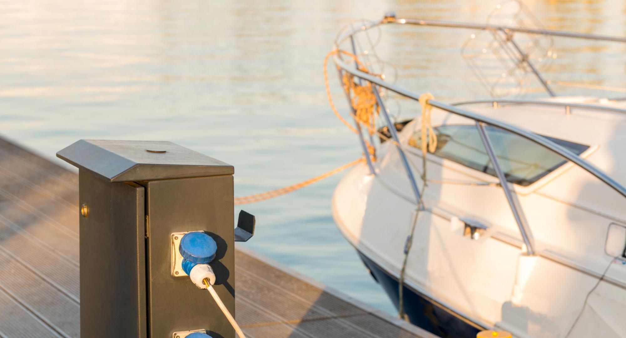 Charging boat batteries at the marina