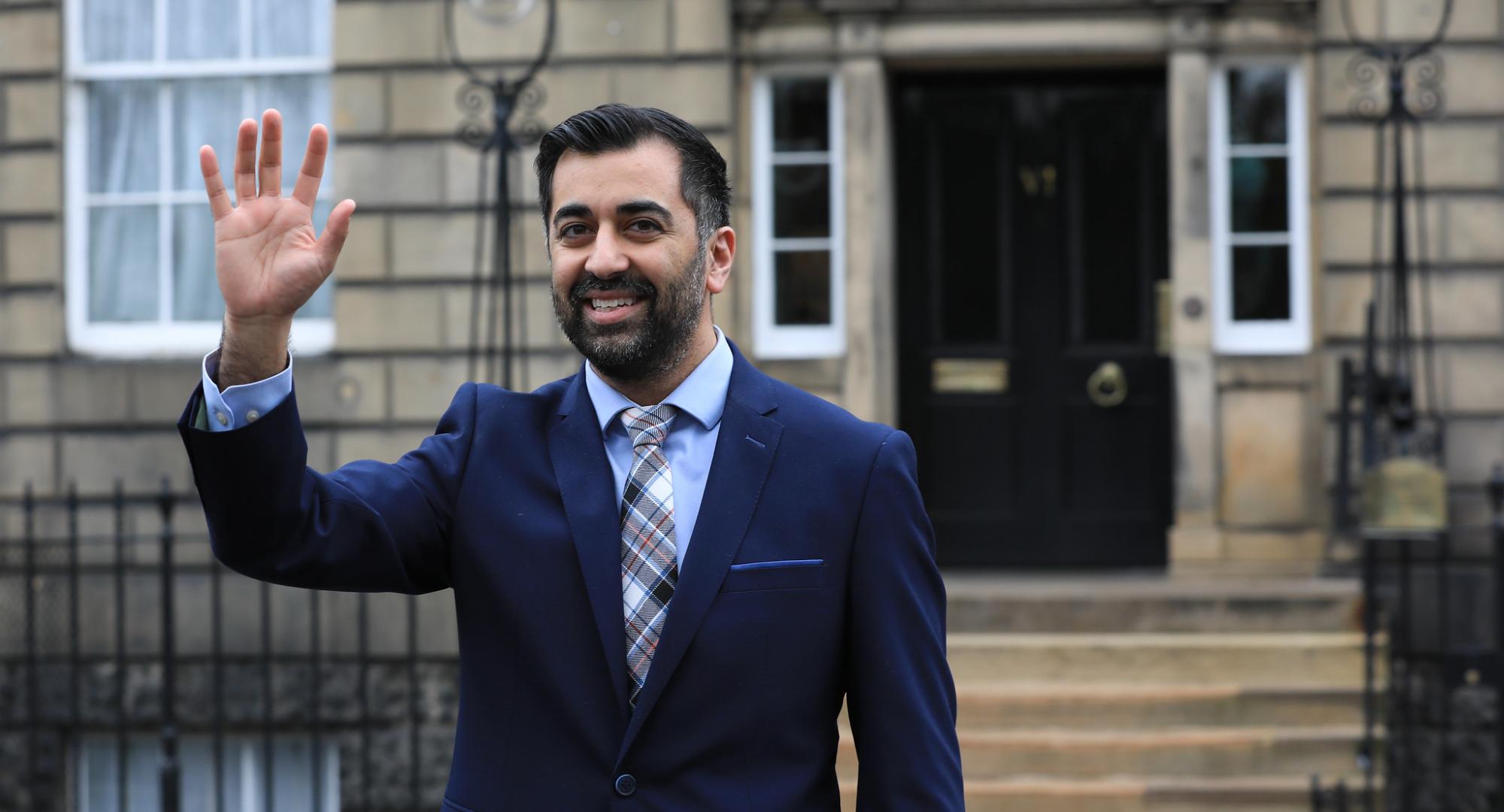 Humza Yousaf stood outside Bute House