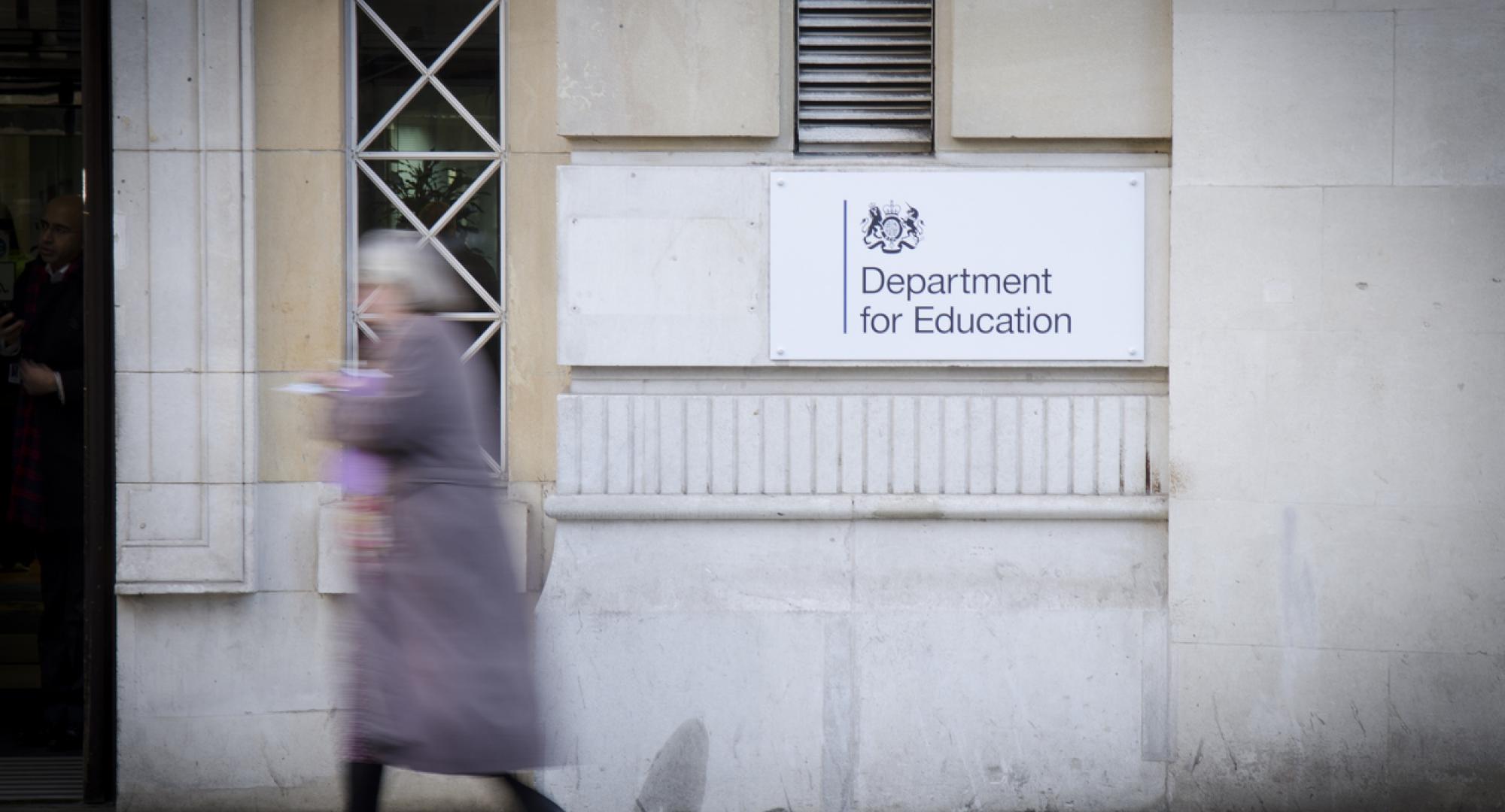 Sign on a building of the Department for Education