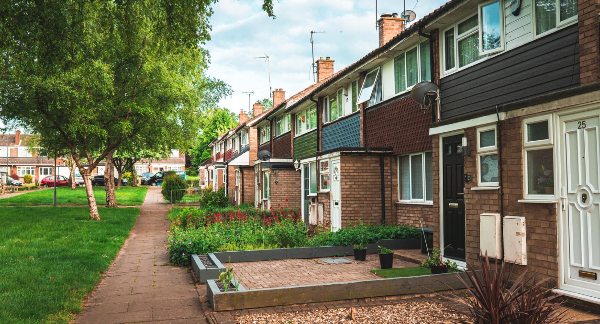 A row of terraced houses in England