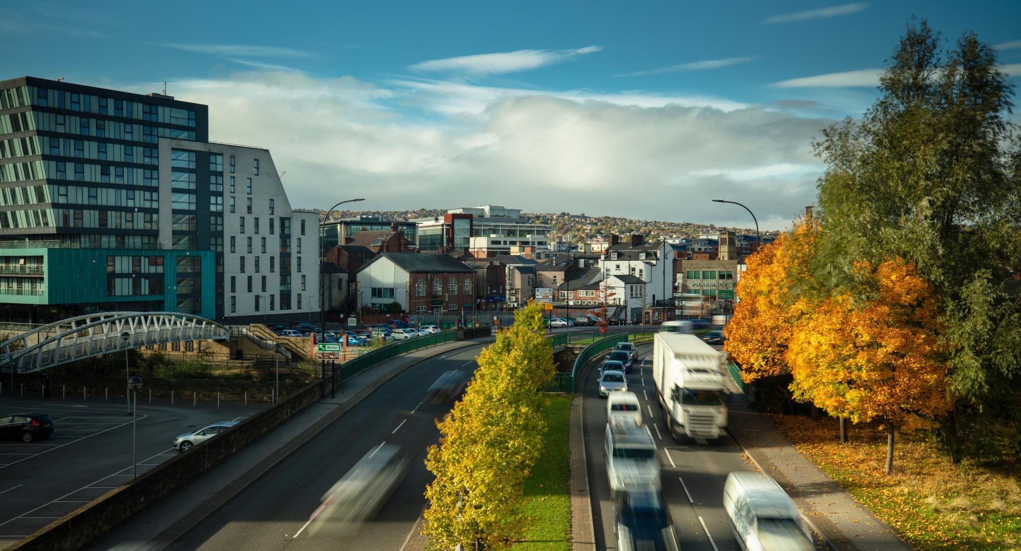 Traffic in Sheffield, England