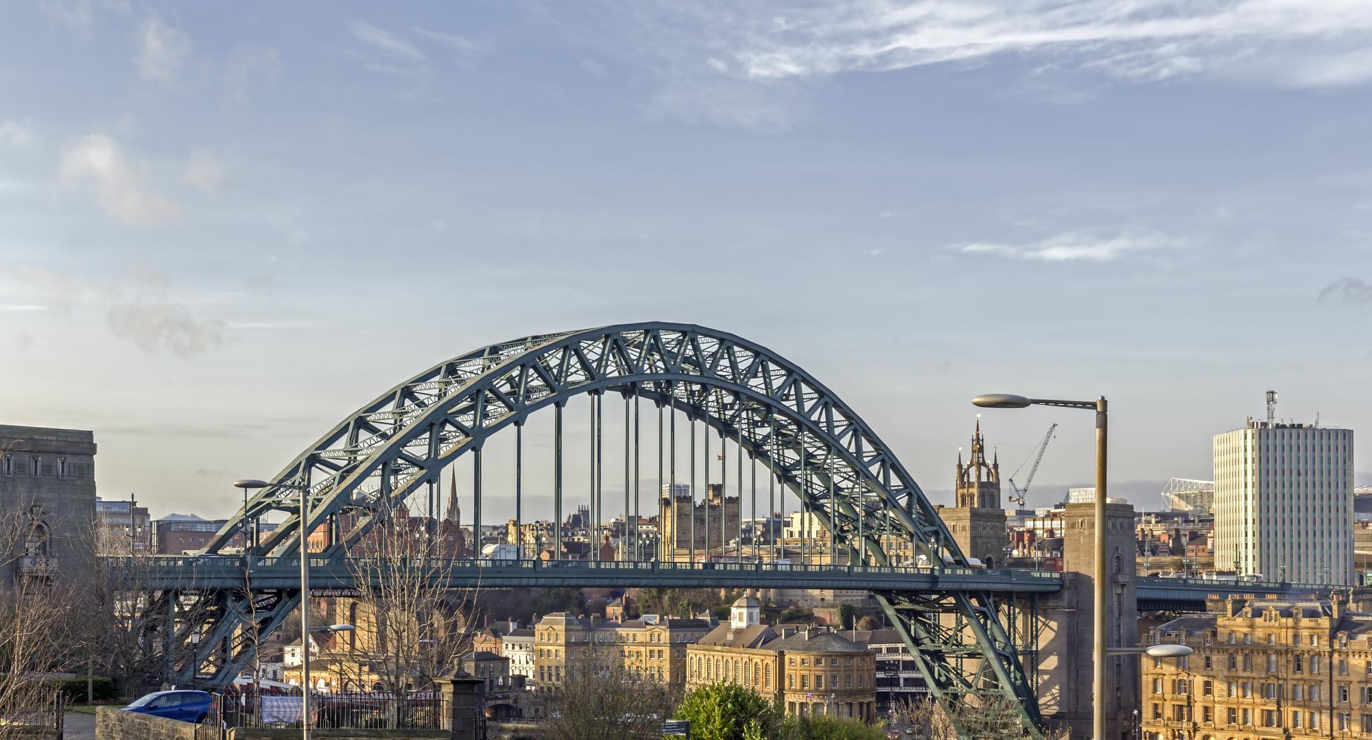 View of the Tyne bridge in the centre of Newcastle