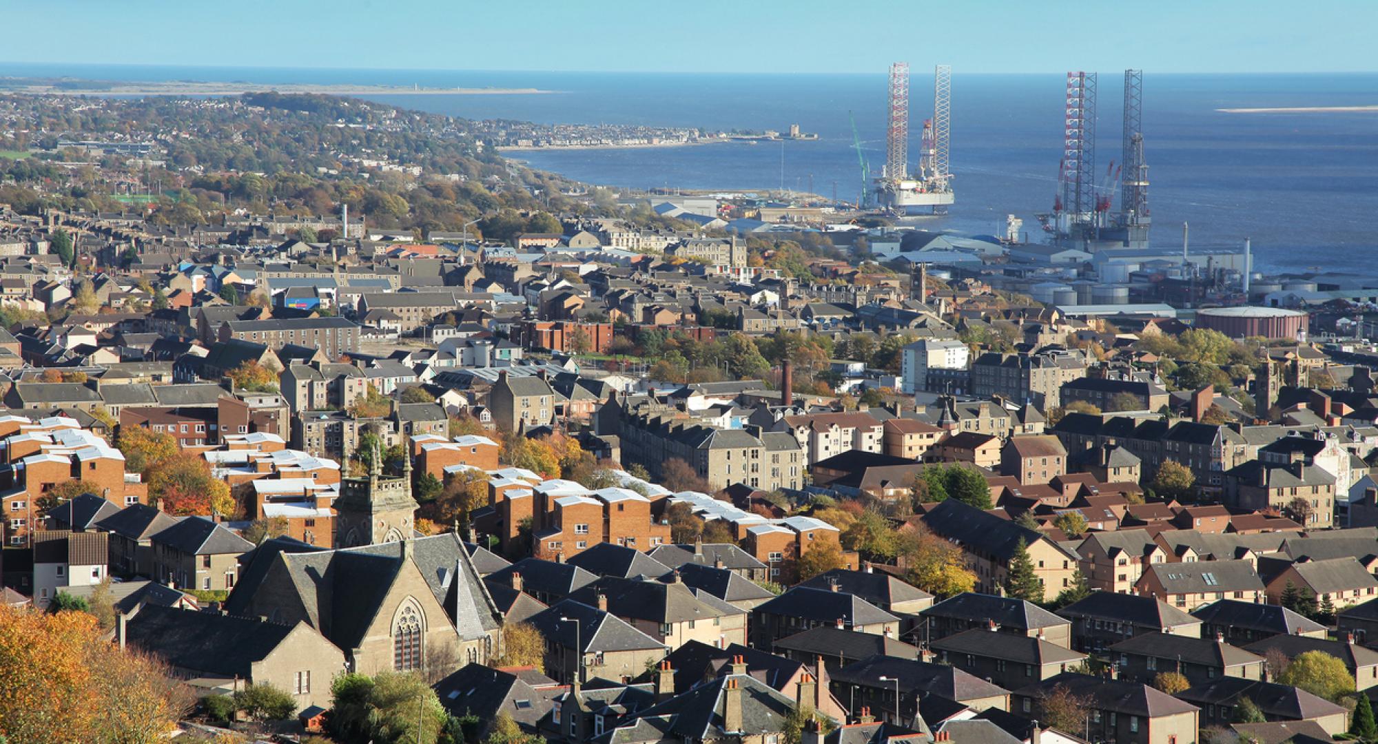 View over City of Dundee in Scotland