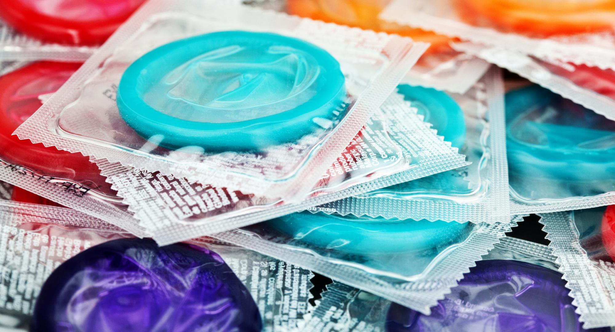 Collection of colorful condoms