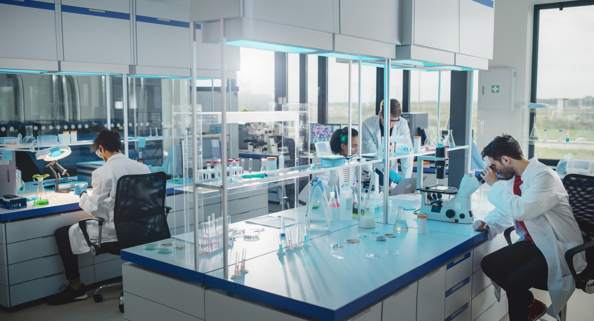 A team of scientists conduct research