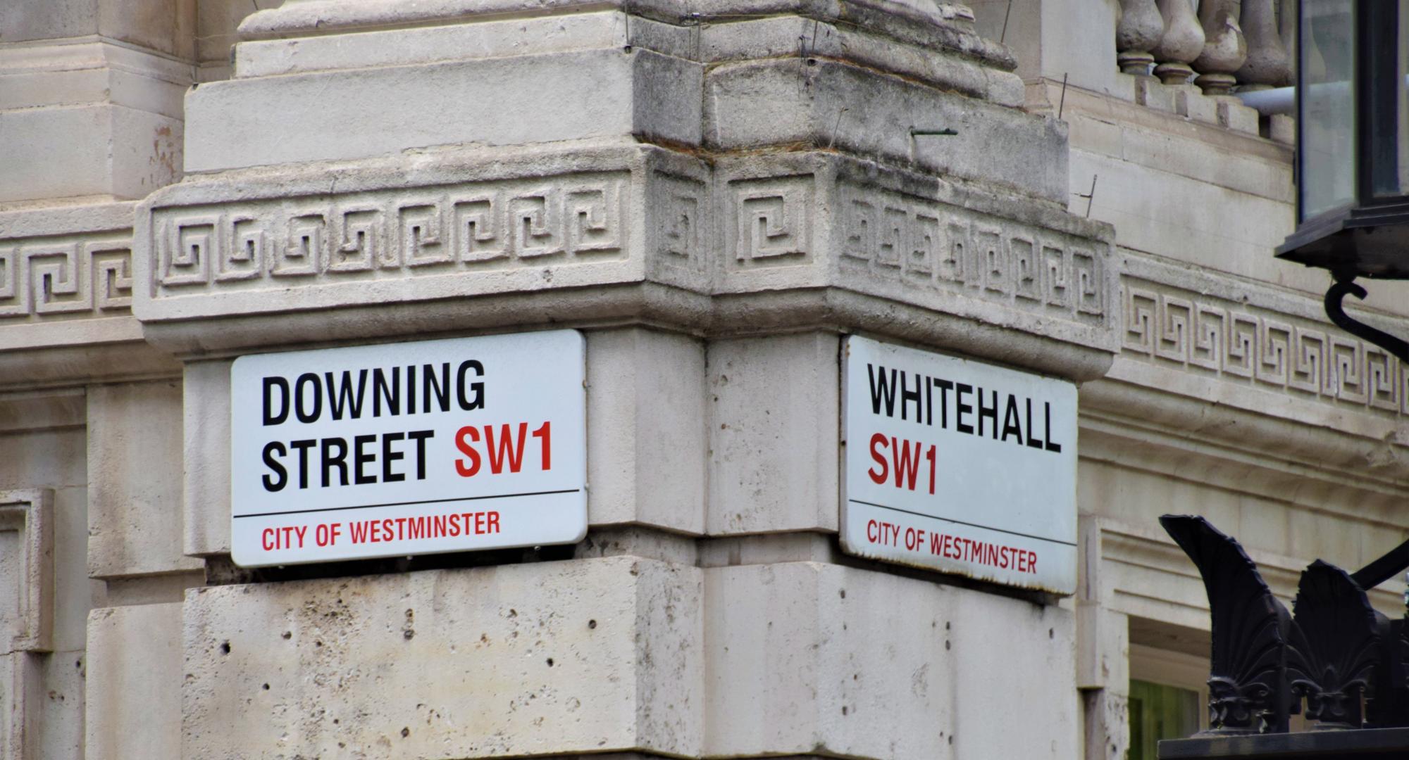 Downing Street and Whitehall street signs