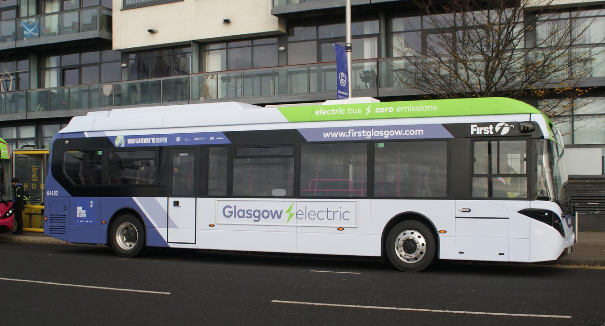 Electric bus in Glasgow, Scotland
