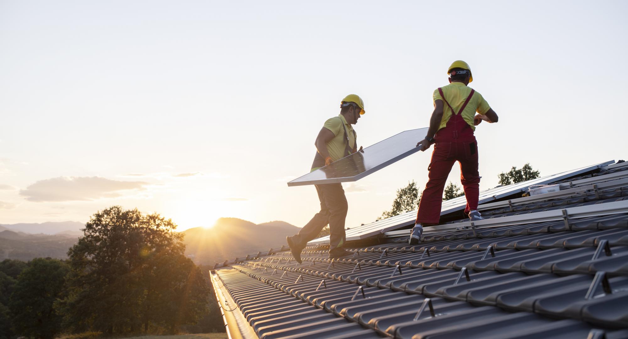 Shot of workers building a house