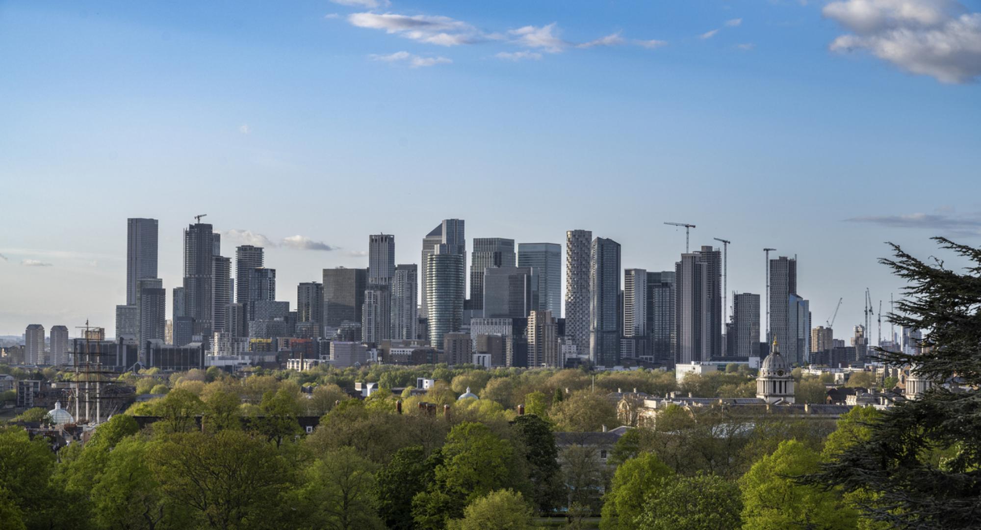 View of Canary Wharf from Greenwich Park