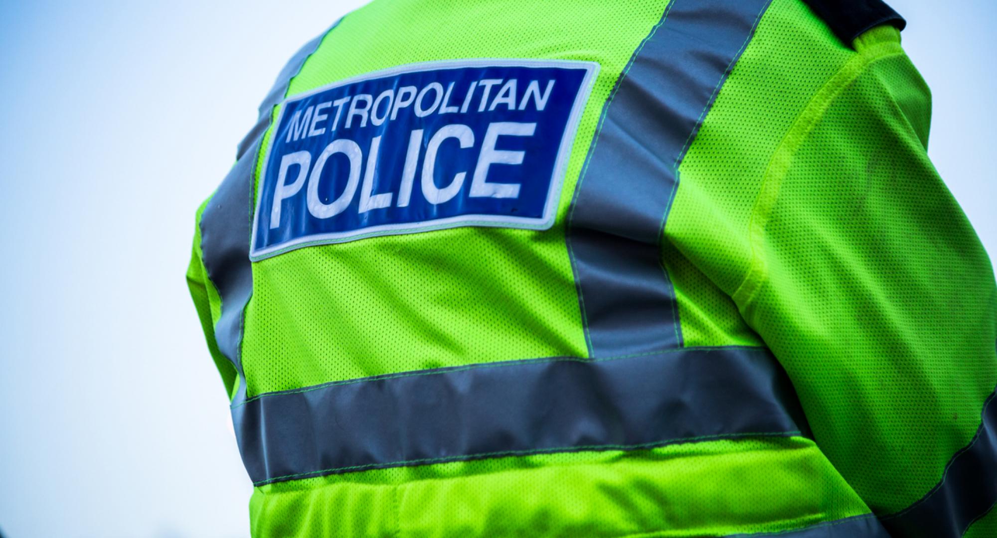 Back view of a metropolitan police officer