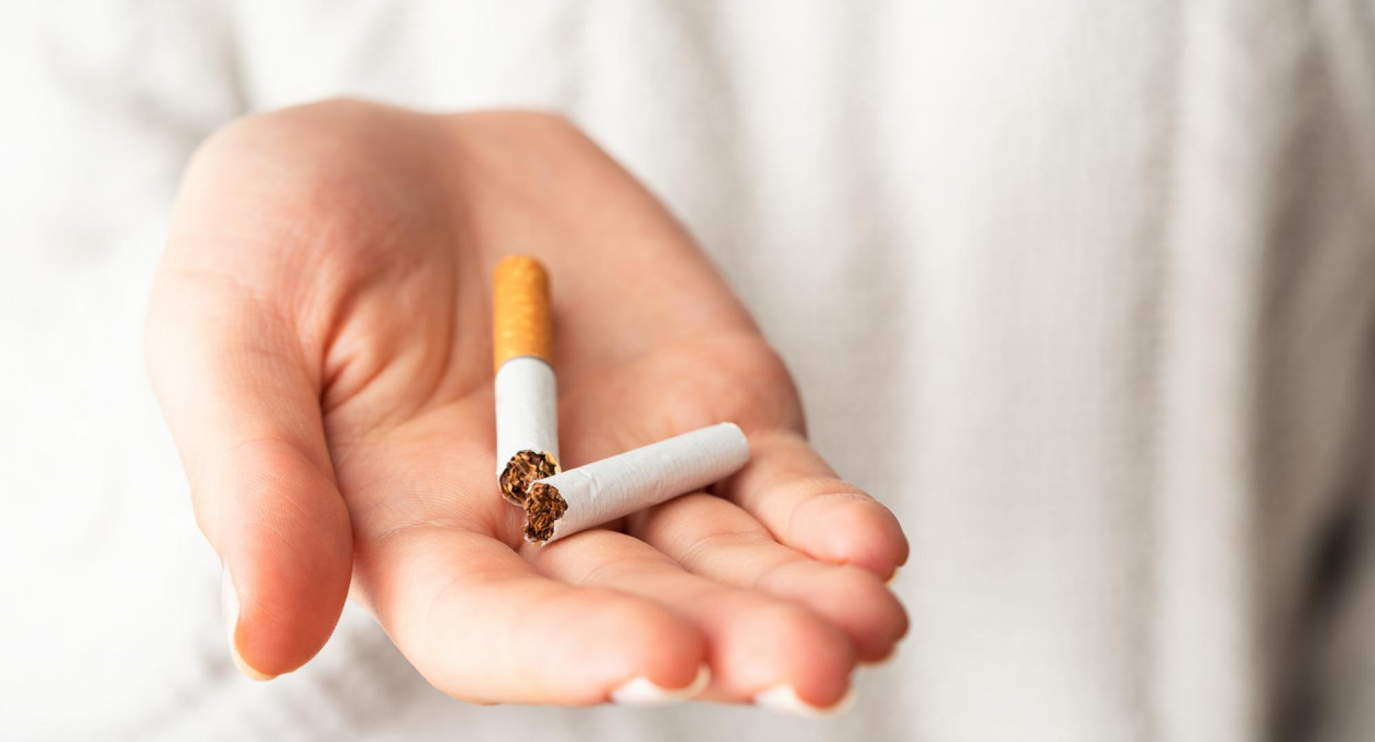Woman quitting smoking