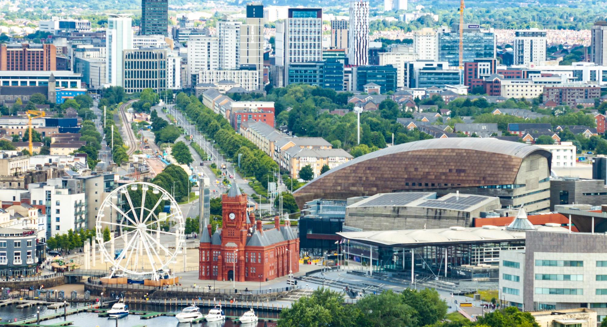 Aerial view of Cardiff Bay