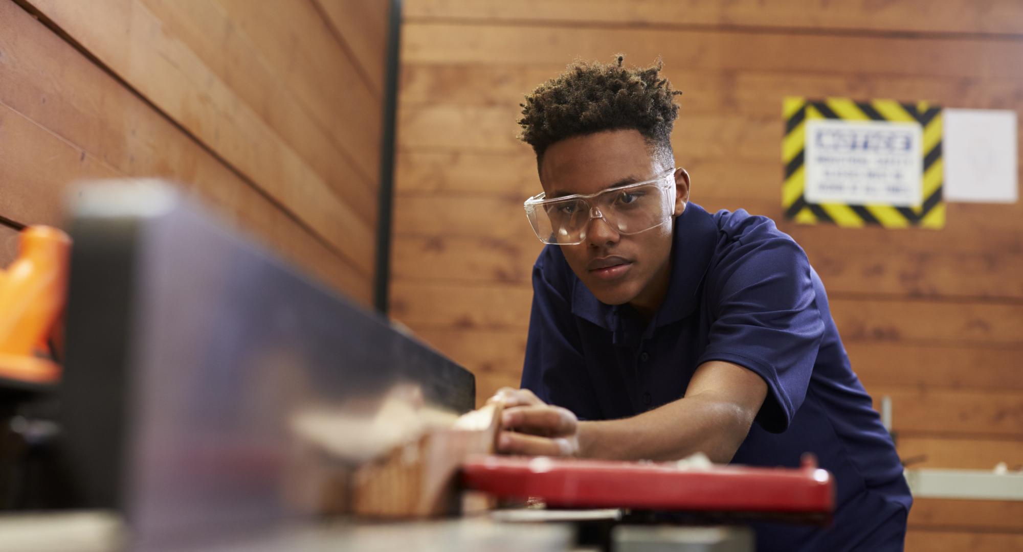 Young man developing skills