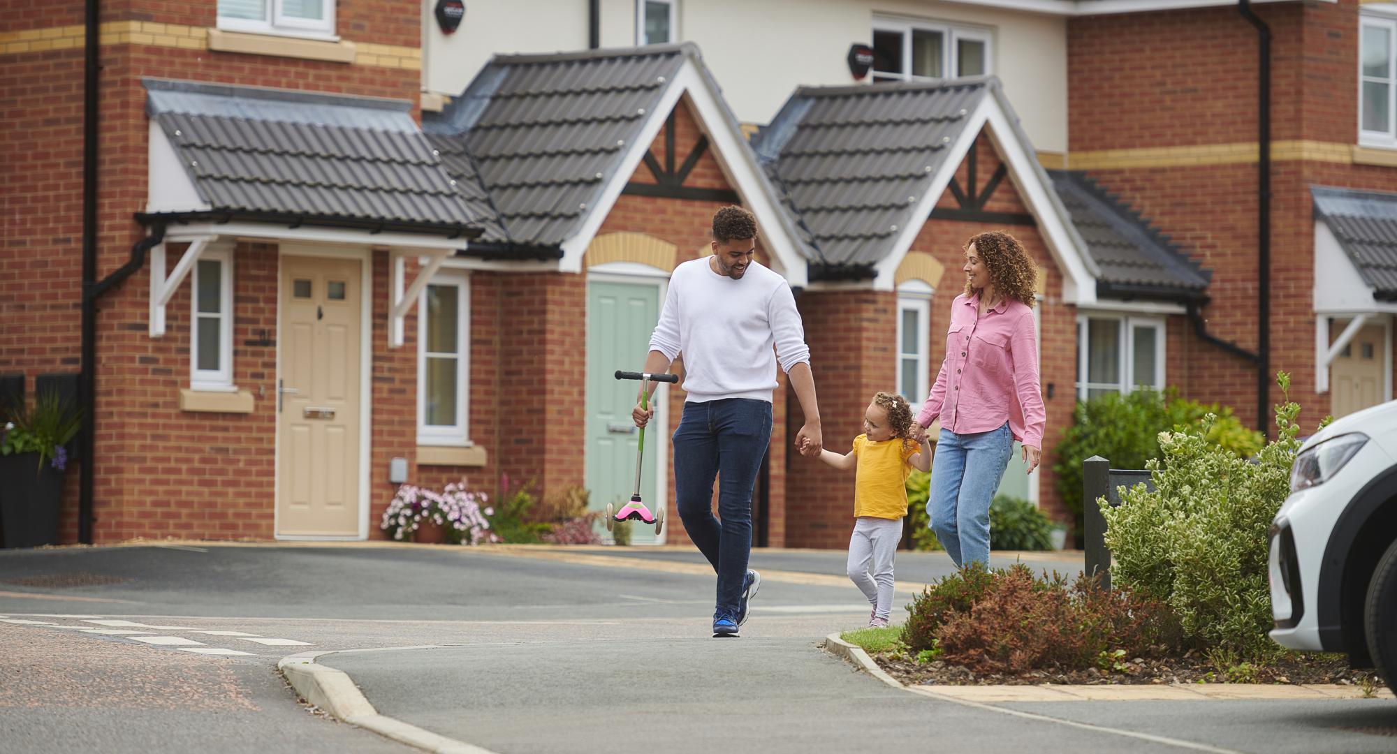 family walking through an estate