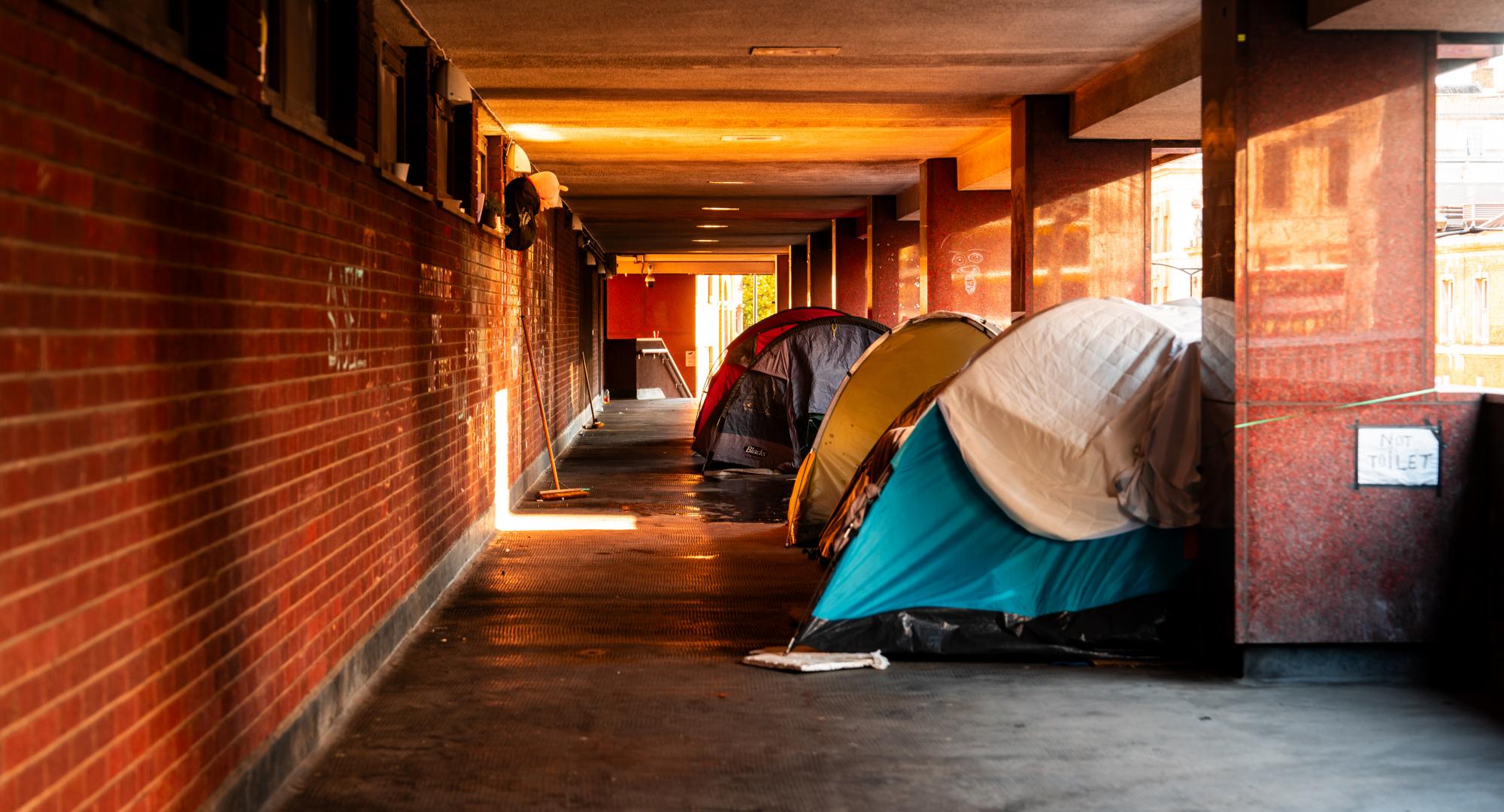 Homeless tents in central london