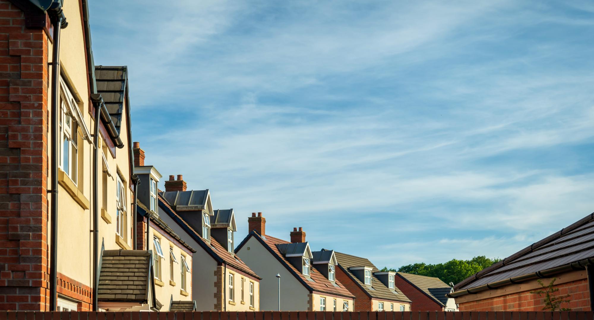 Row of new build houses in England