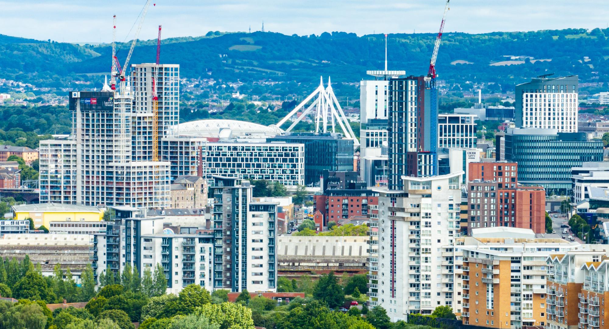 Aerial shot of Cardiff