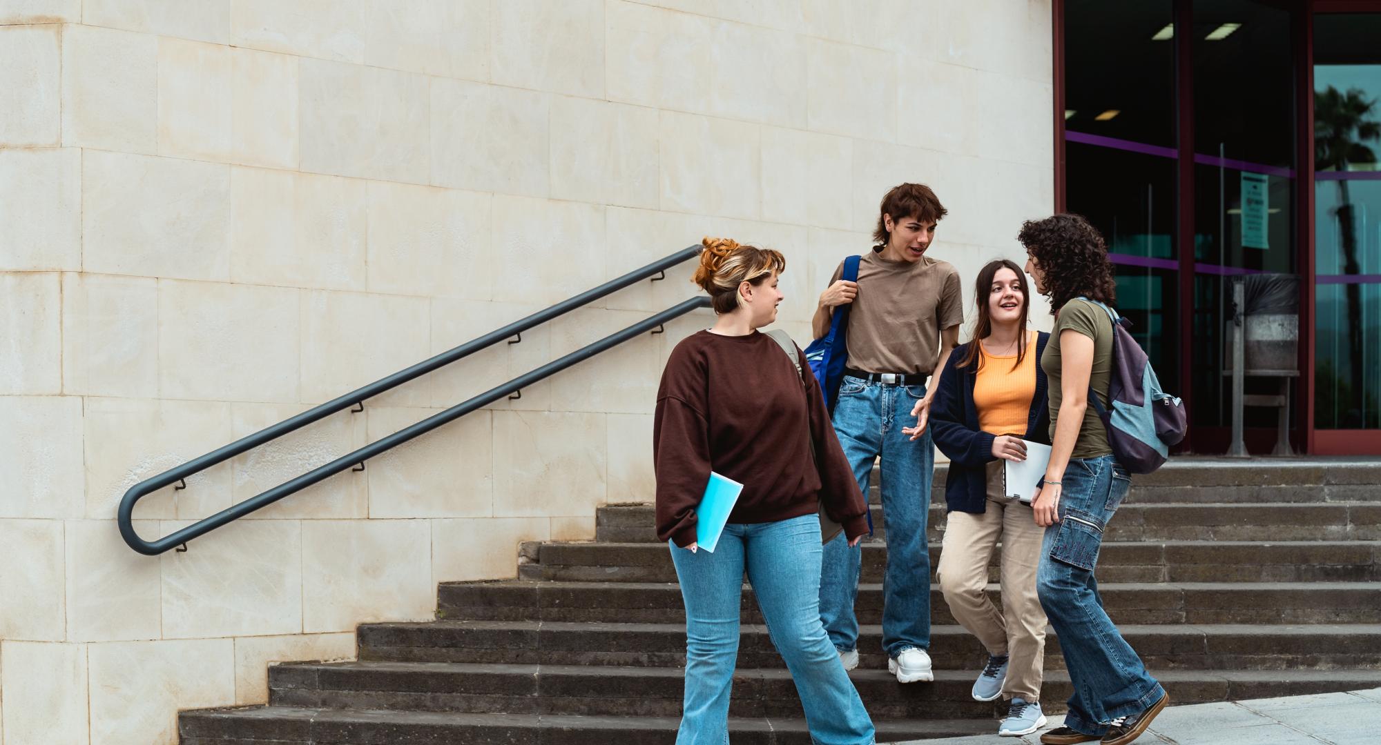 College students walking together