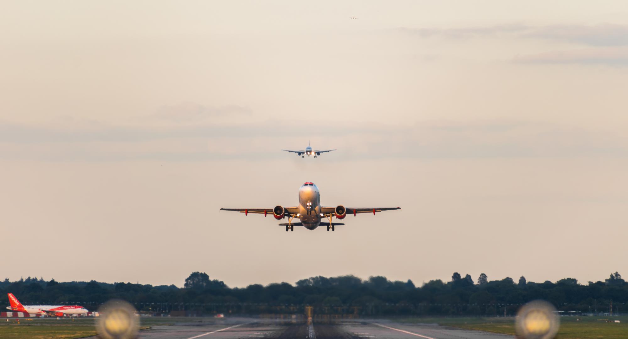 Plane taking off from Gatwick Airport