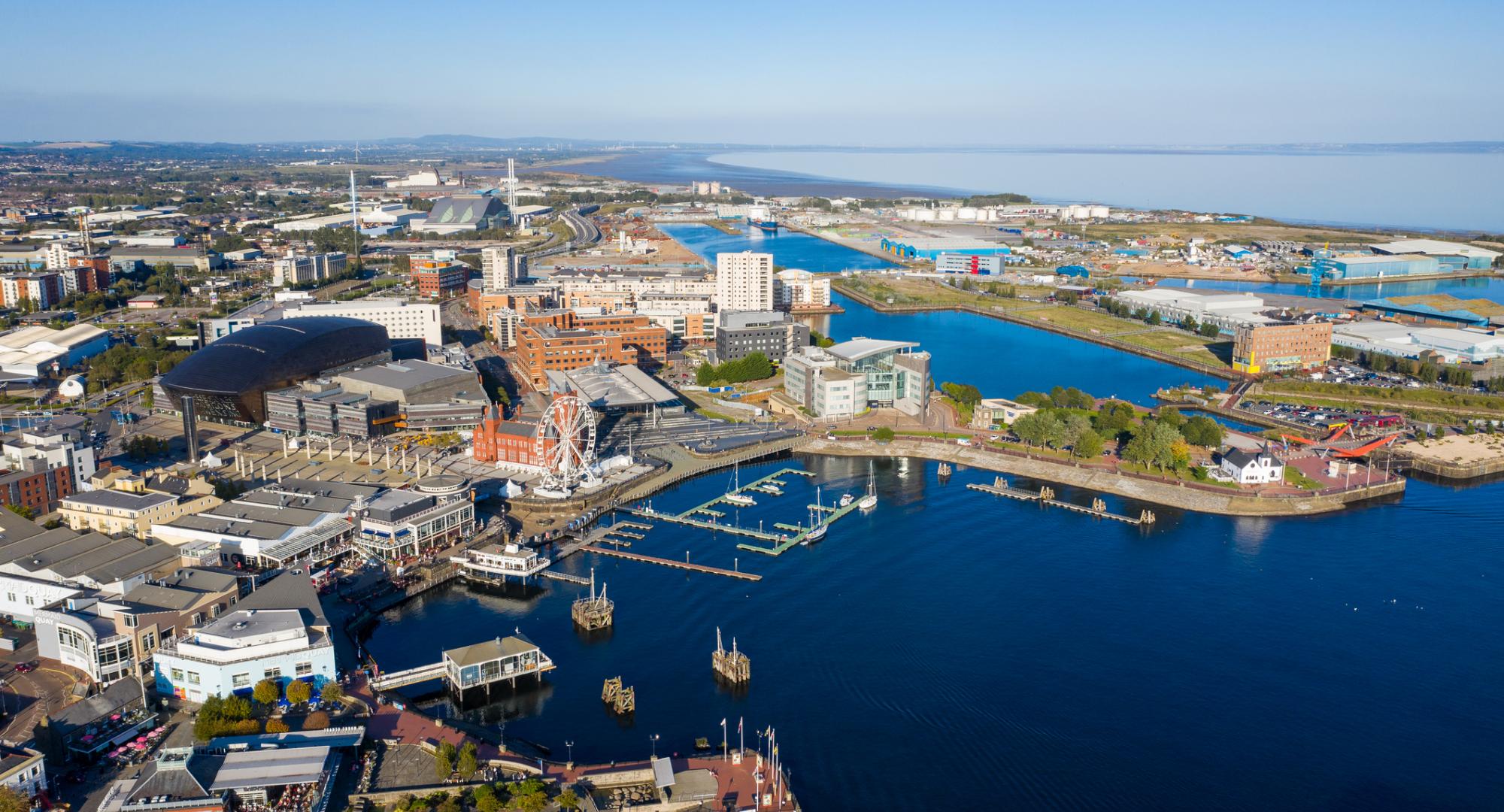 Aerial view of Cardiff Bay