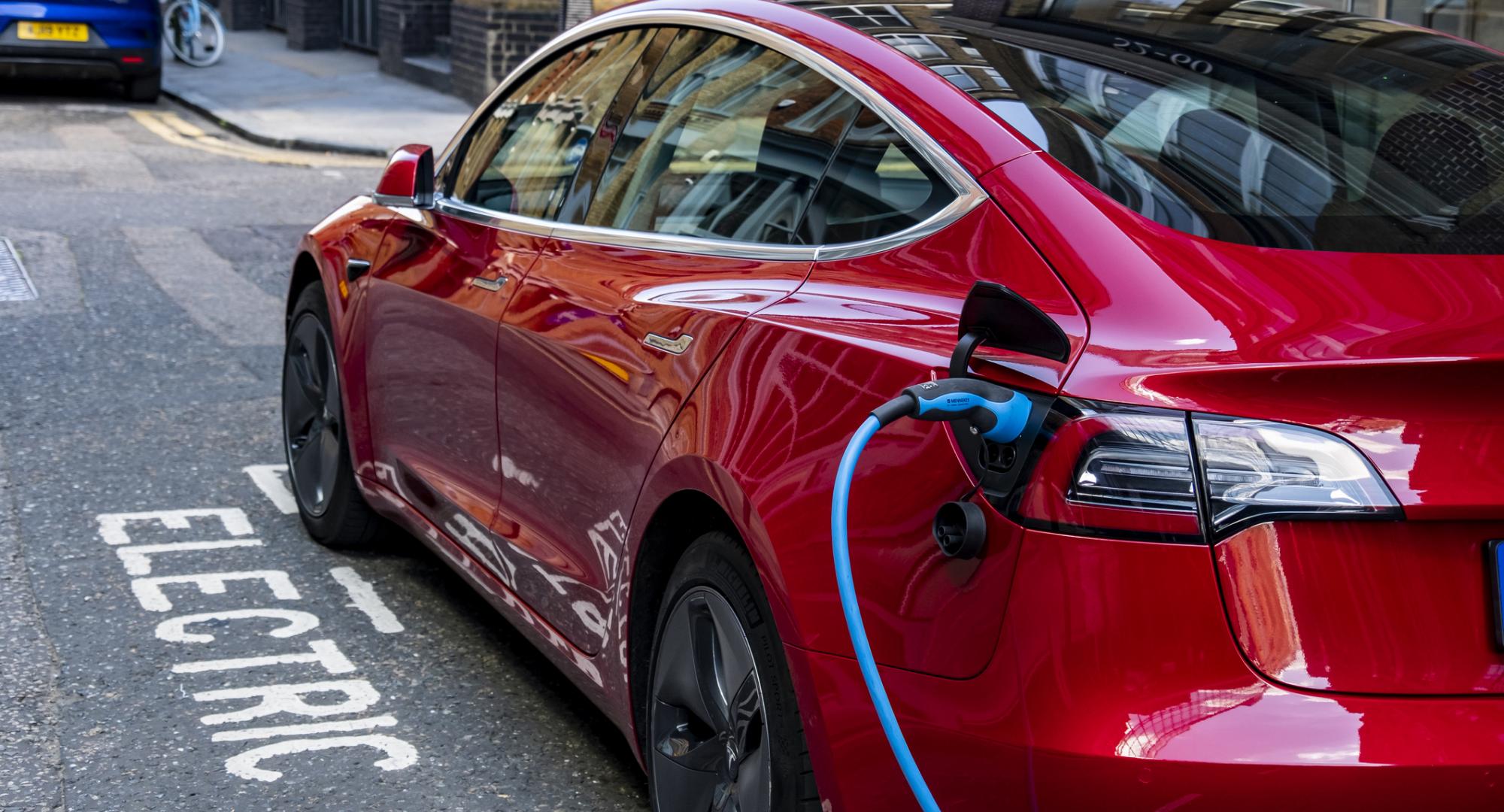 EV parked on the street in the UK