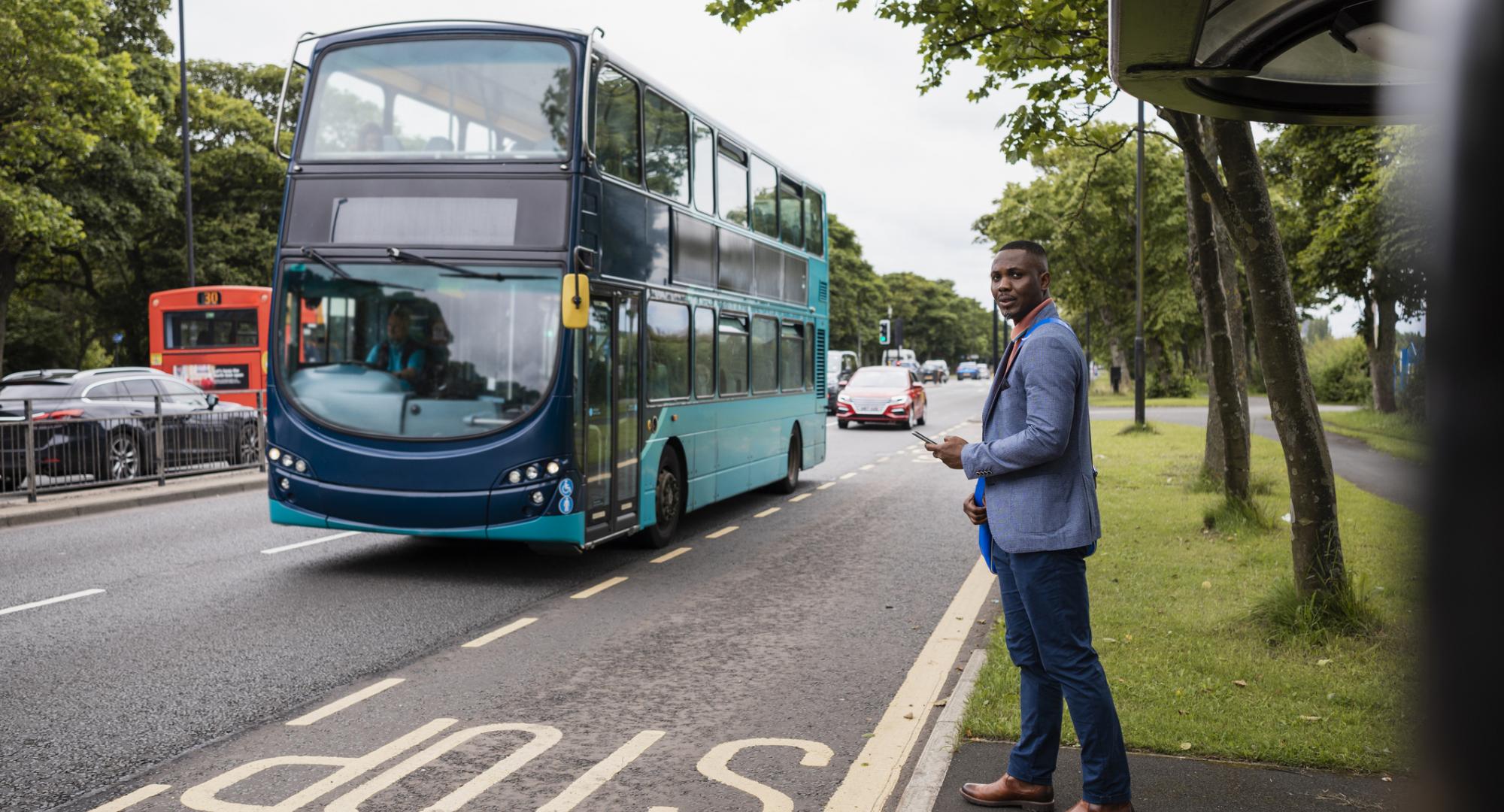 Man waiting for a bus