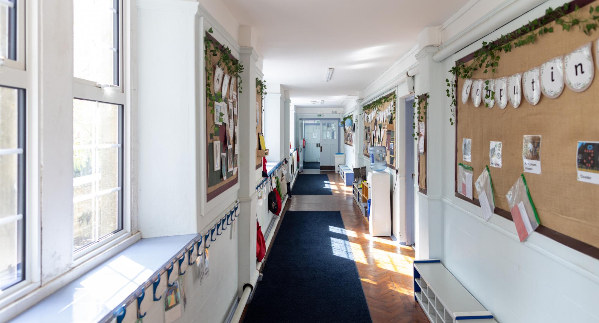 School corridor in England