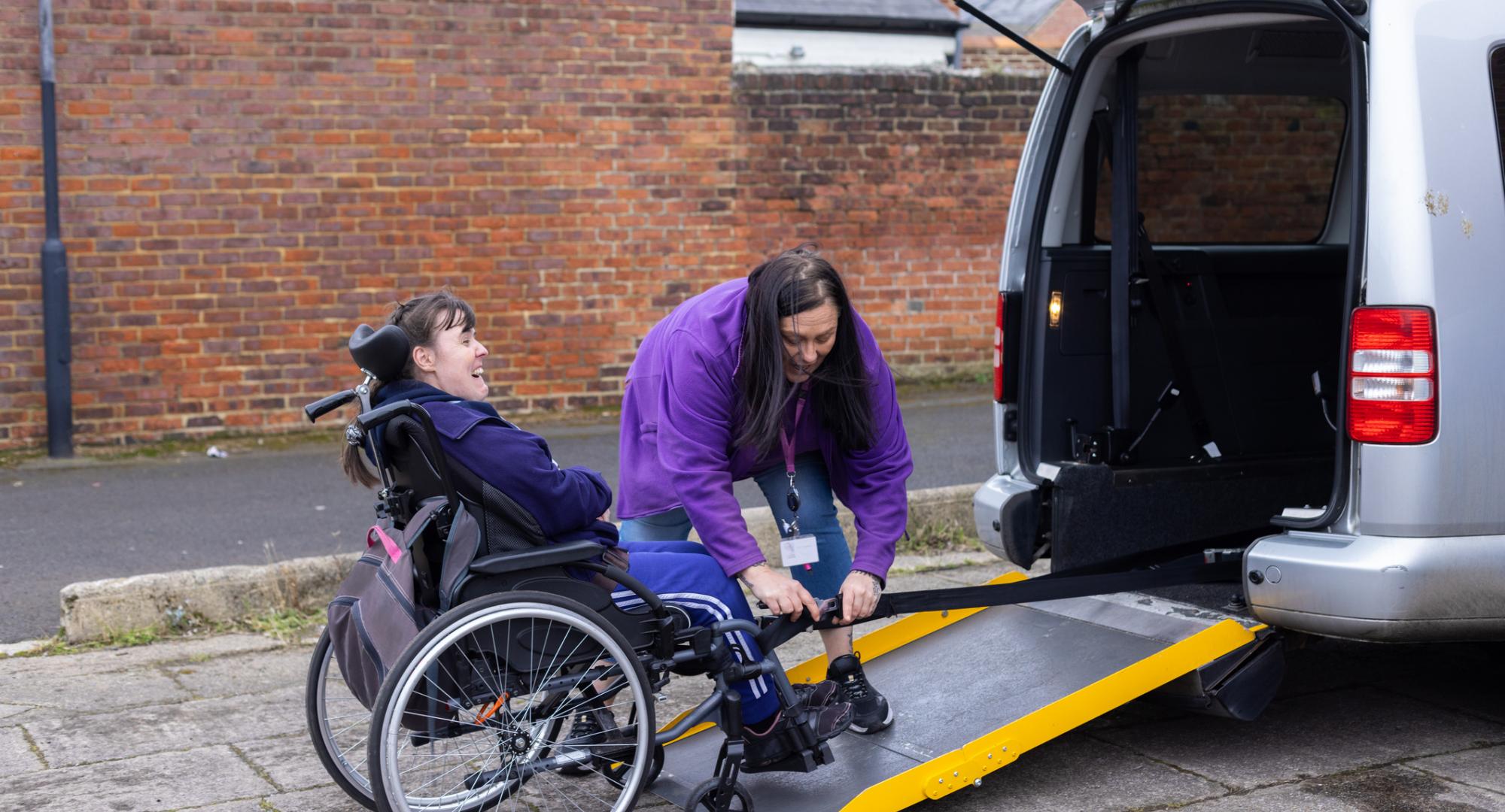 Disabled person with carer