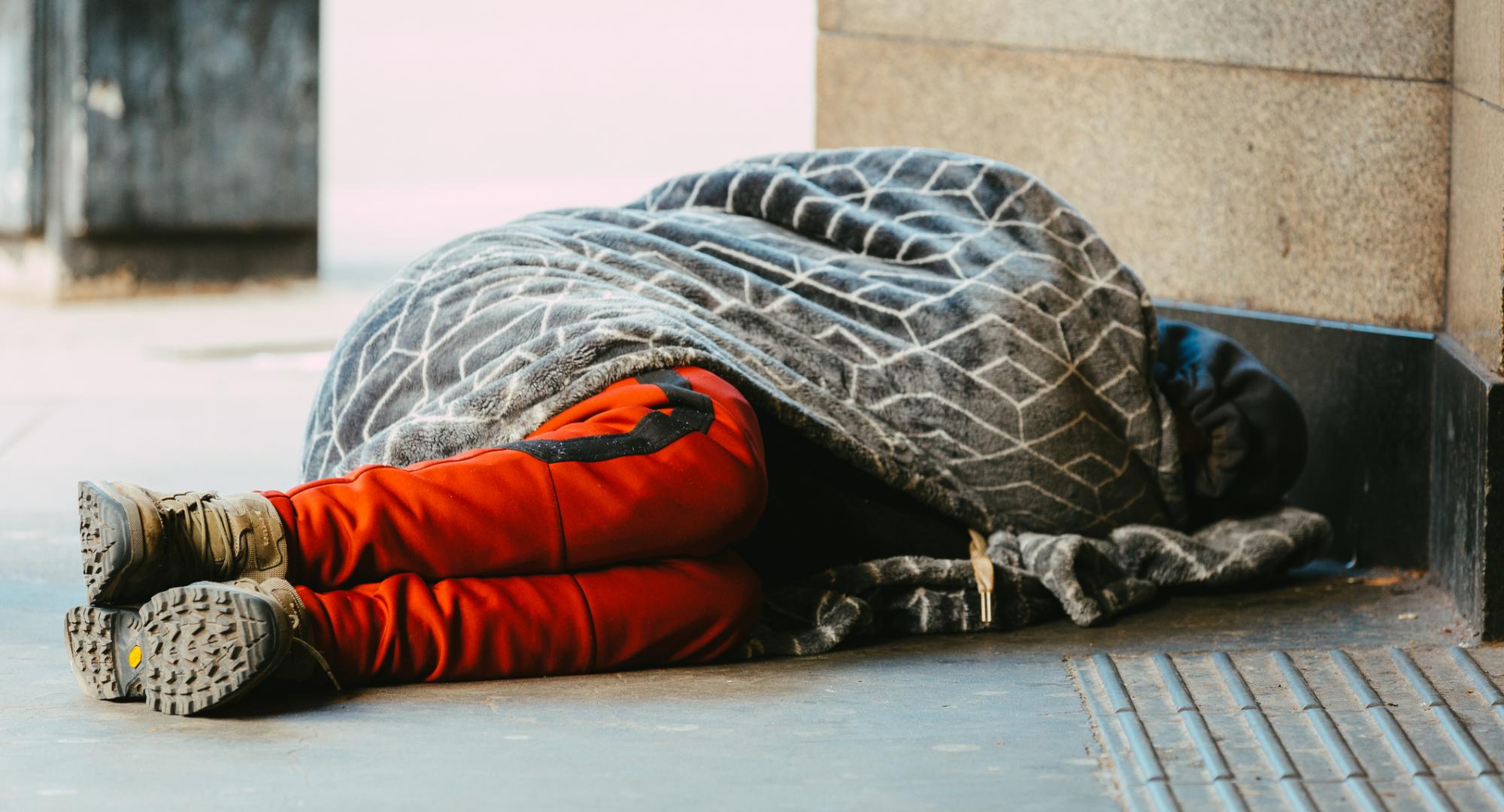 Homeless person sleeping rough