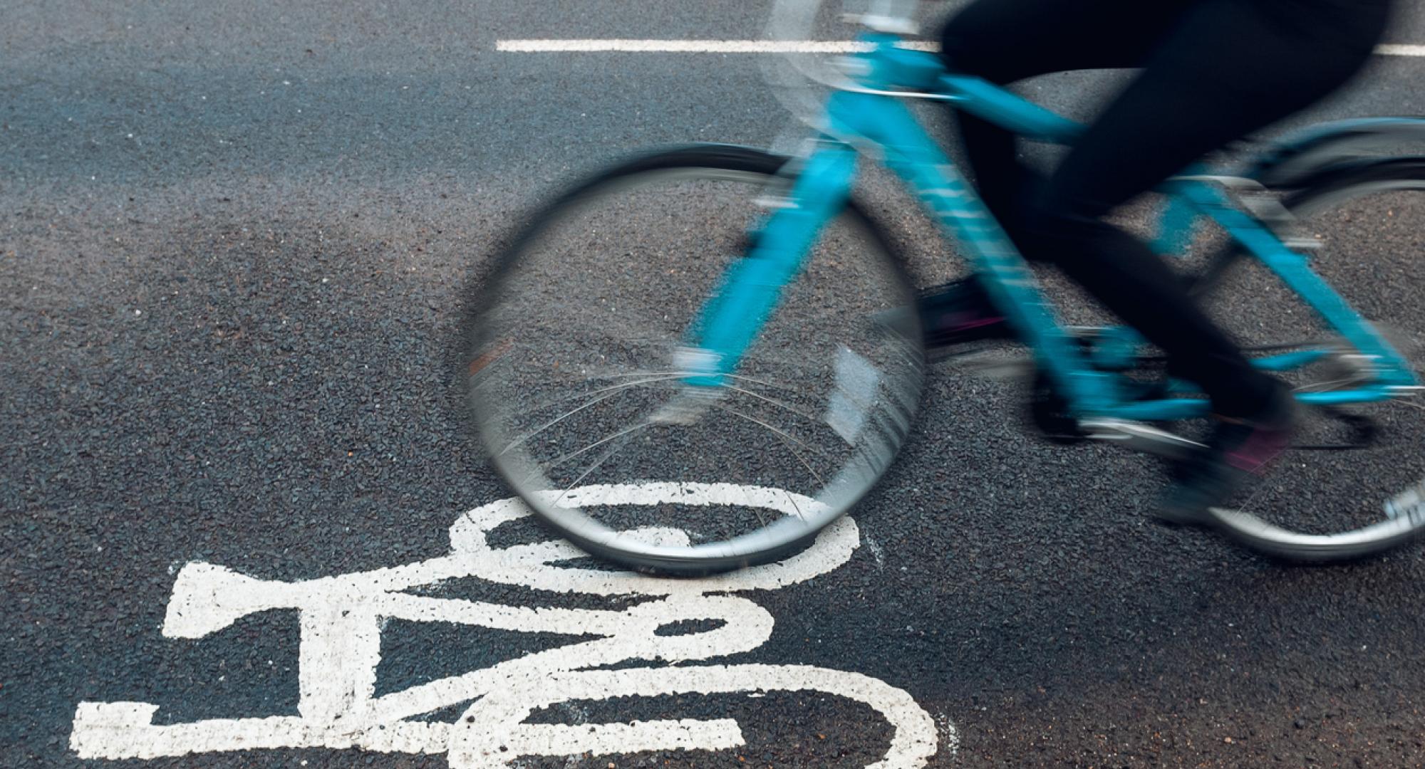 Person riding in cycling lane